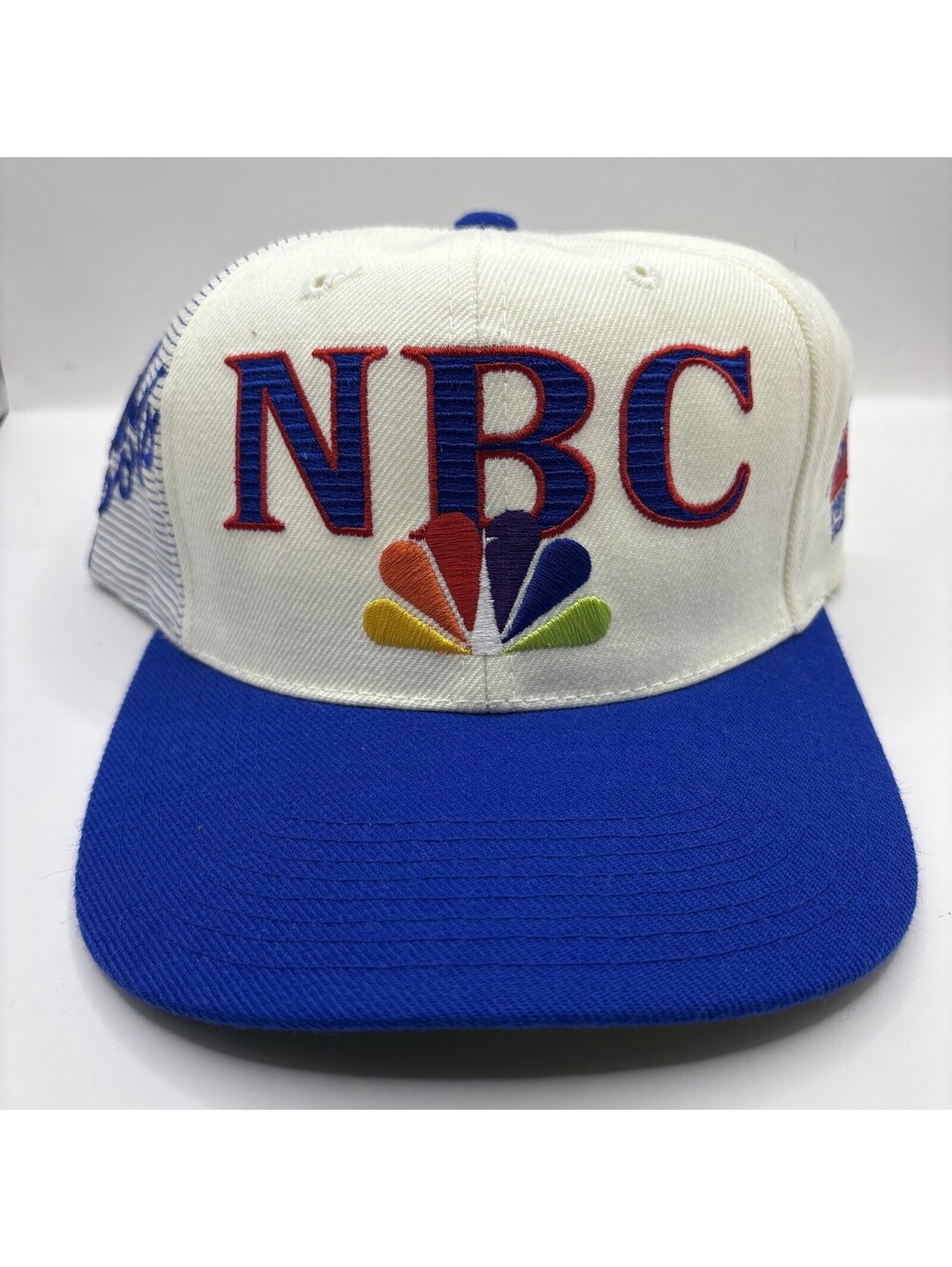 NEW 90s NBC Sports Specialties Snapback Cap Hat Wool Ivory